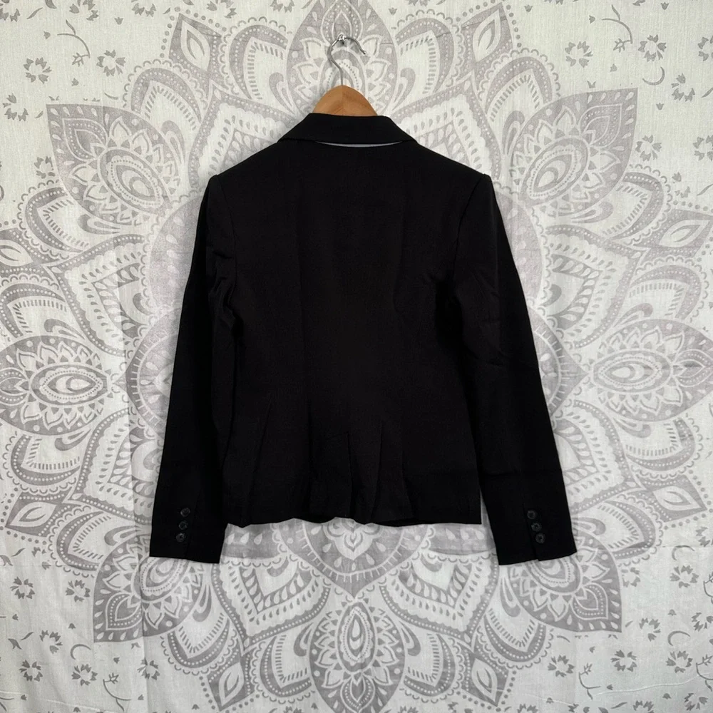 Euc $48 Merona Target Suit Coat Jacket Blazer Career Black Pockets Black 2 XS - Picture 2 of 10